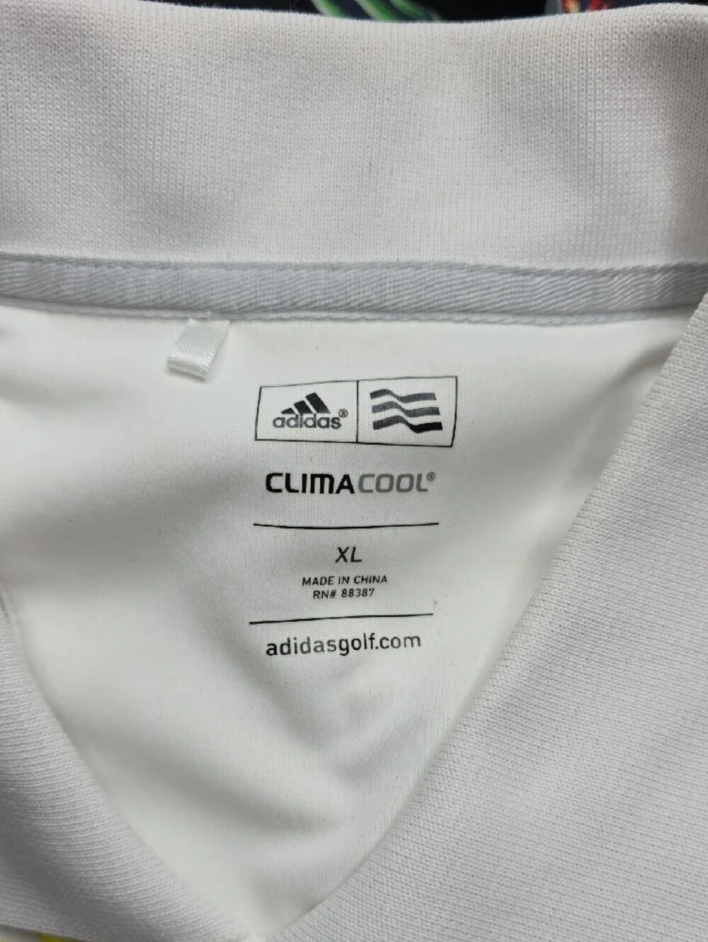 886. Adidas Golf Climacool Polo Shirt Men's XL White Purple Yellow Striped